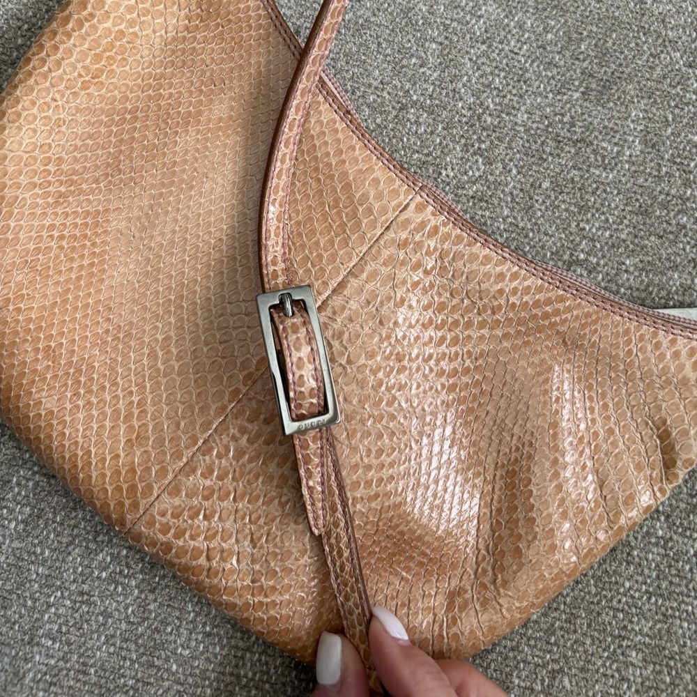 ✨GUCCI Y2K Tom Ford Era Tan Python Snake Pouchette Shoulder Bag